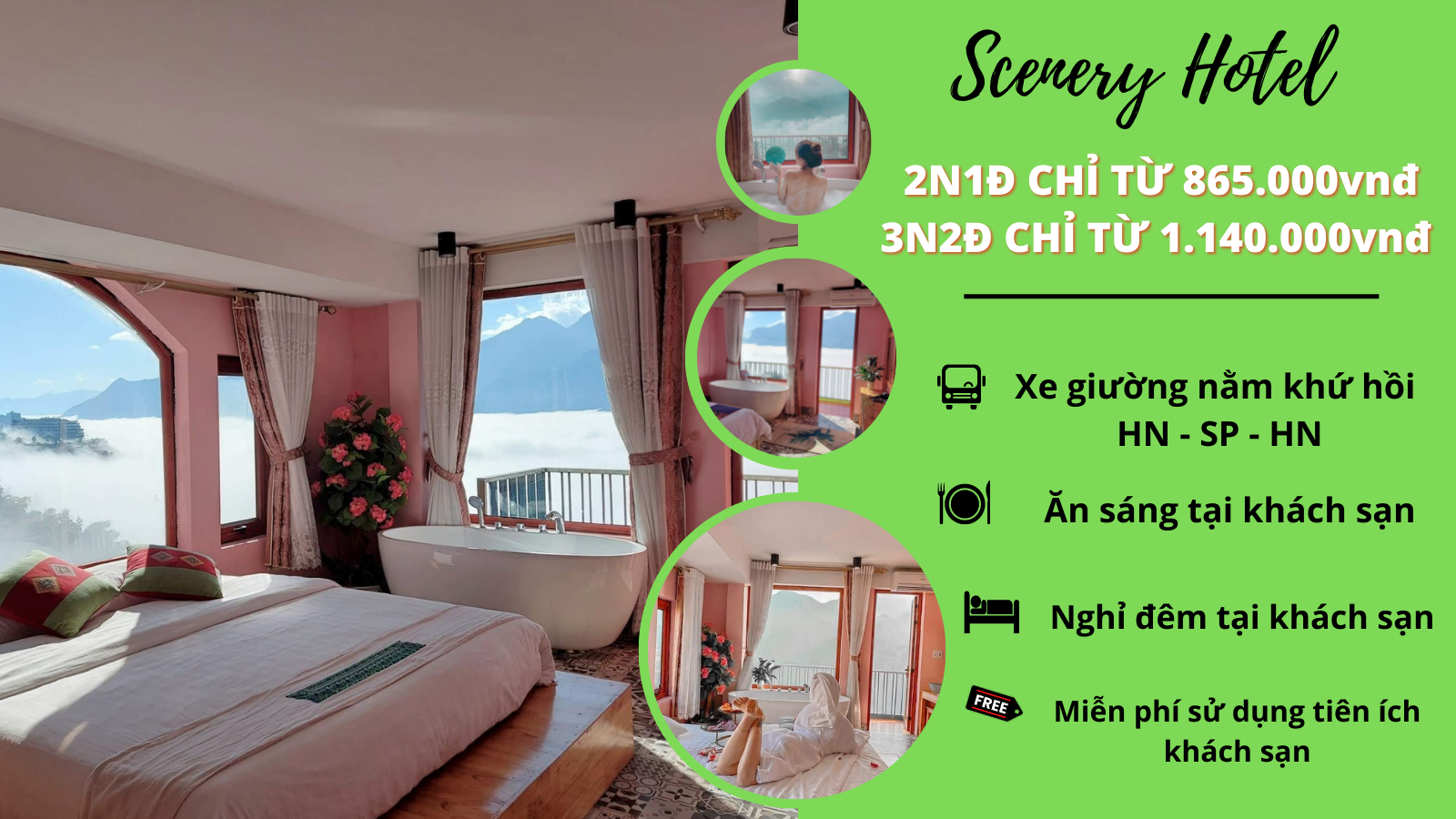 Combo Sapa: Scenery Hotel 3*